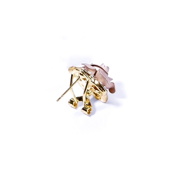 Champagne Pink Rose Gold Studs w/CZs - Picture 6 of 7